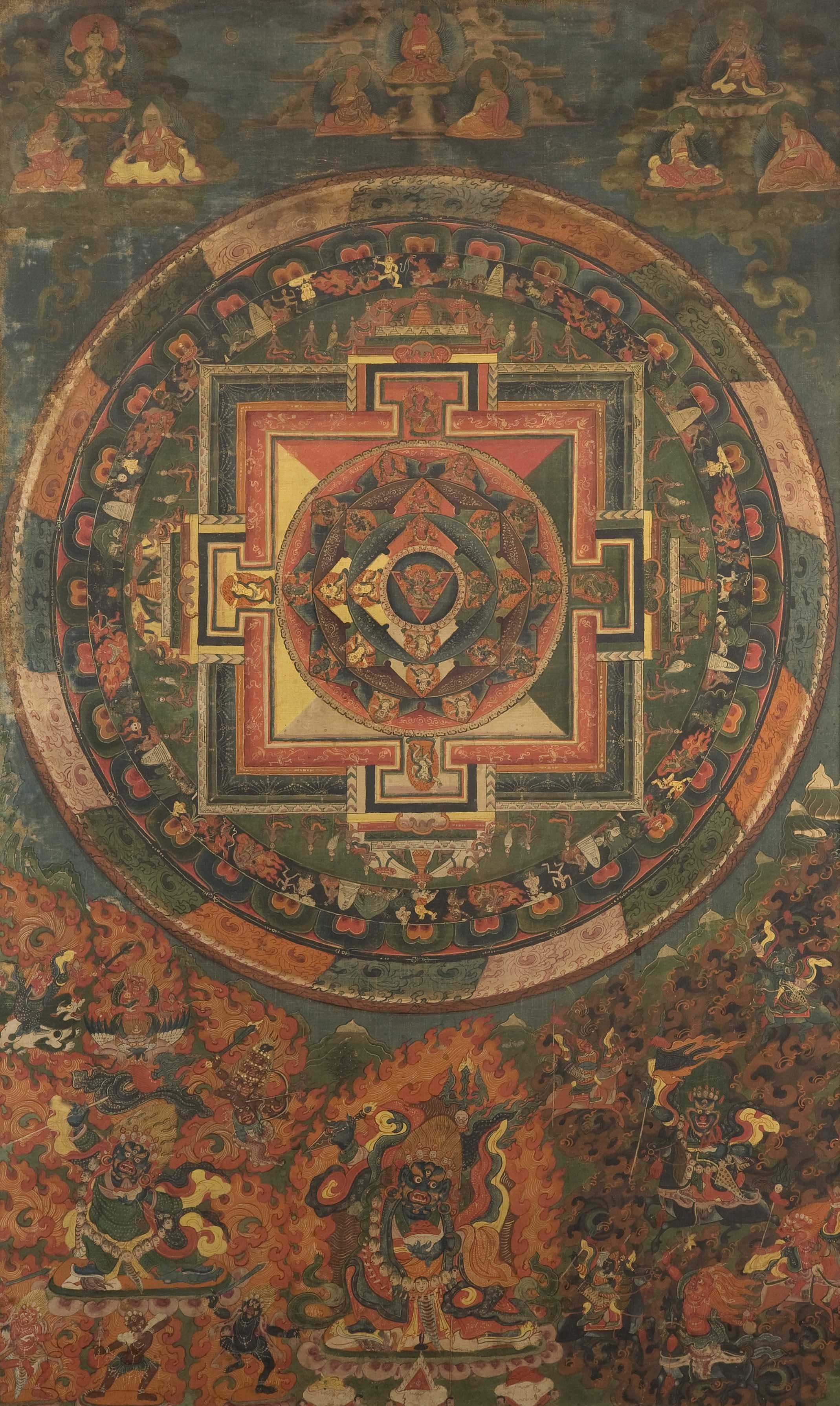 TIBETAN CHANDRA MANDALA THANKA