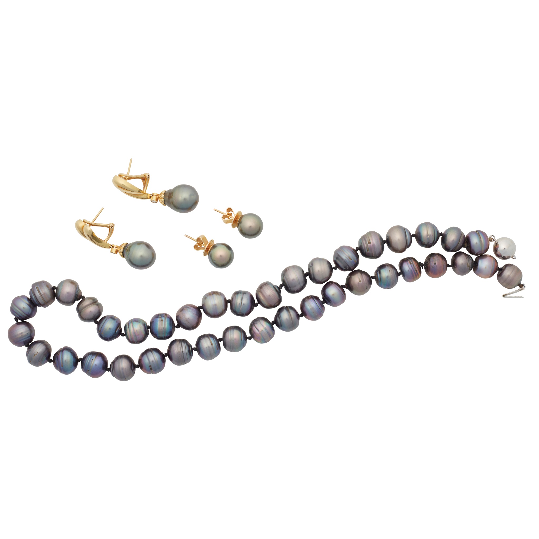 A part suite of Tahitian pearl jewellery