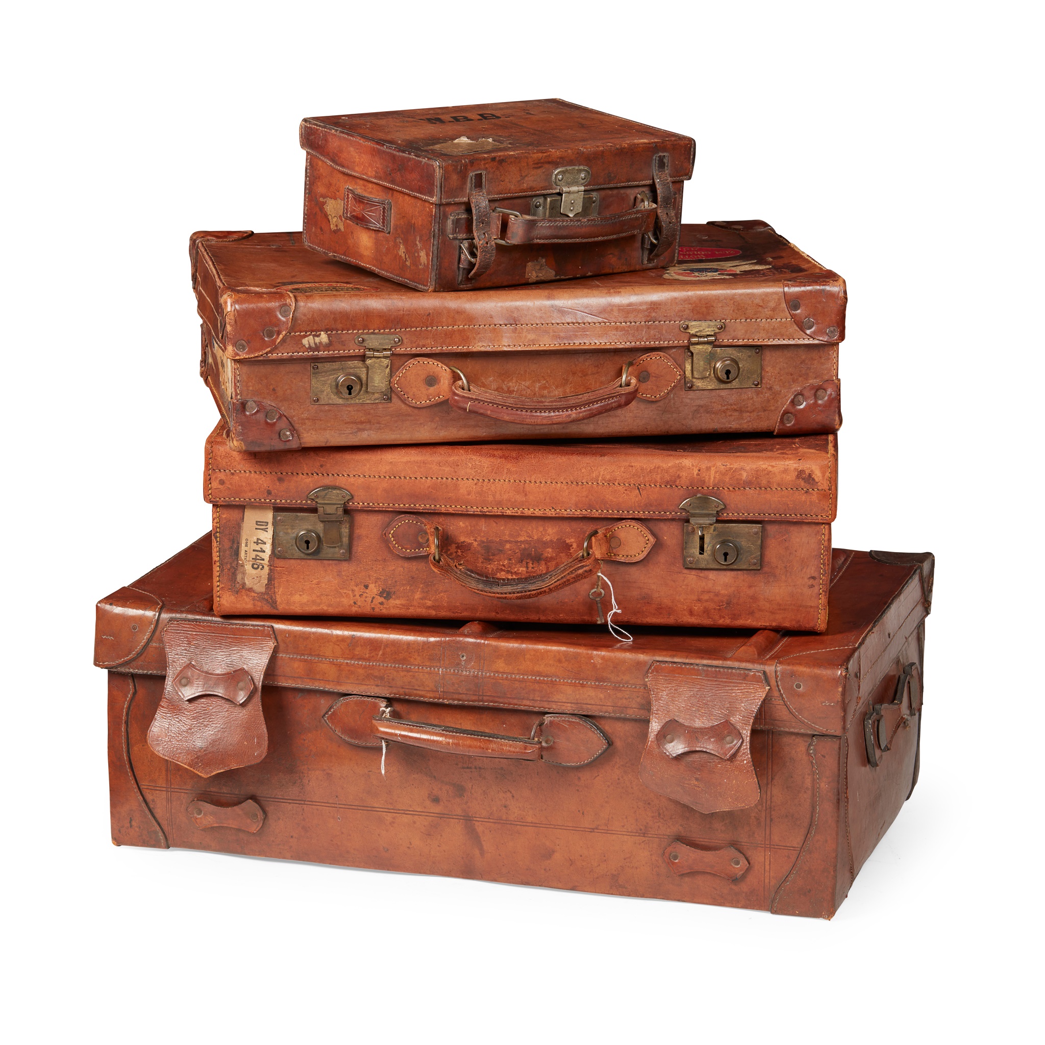 GROUP OF FOUR LEATHER TRAVEL CASES