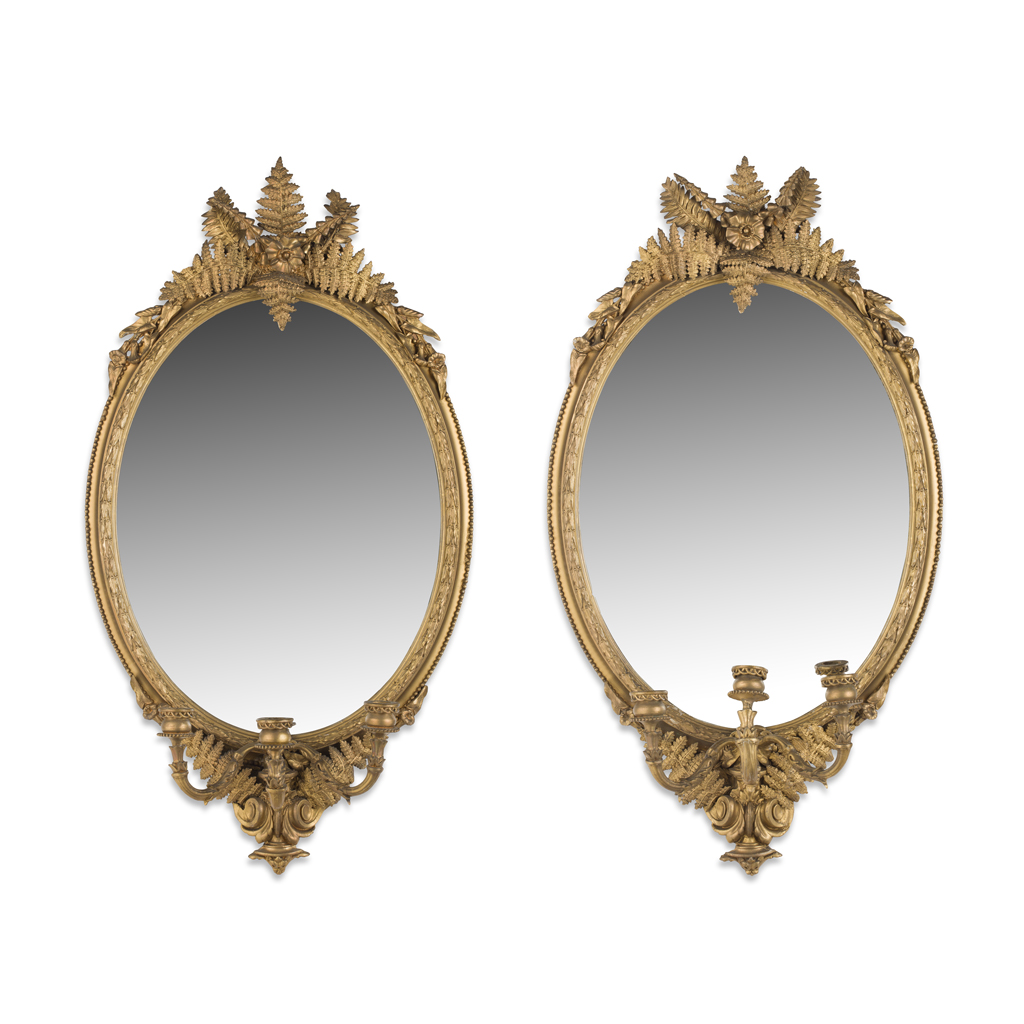 PAIR OF VICTORIAN GILTWOOD AND GESSO GIRONDOLE MIRRORS