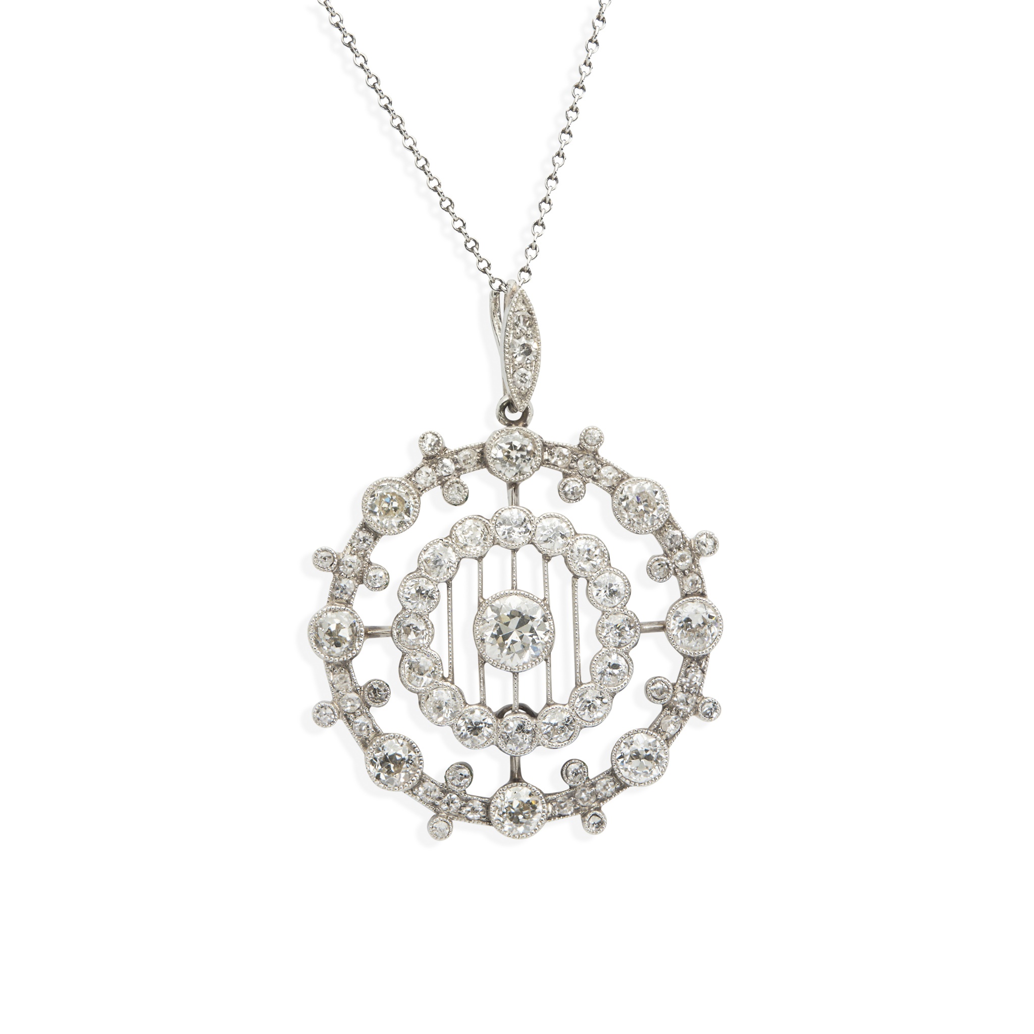 A Belle Époque diamond pendant necklace