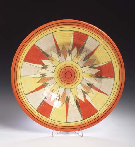 A large Clarice Cliff 'Bizarre' circular charger,