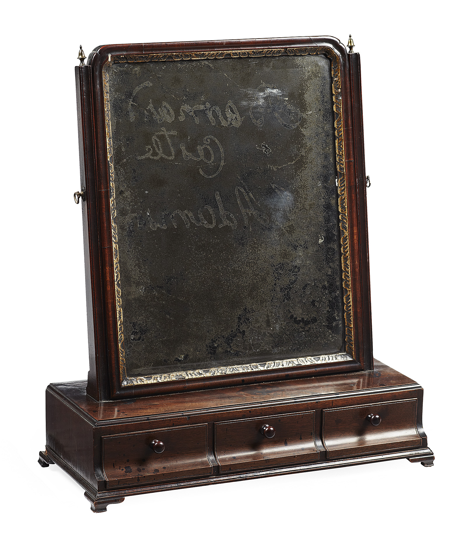 GOOD GEORGE II MAHOGANY TOILET MIRROR