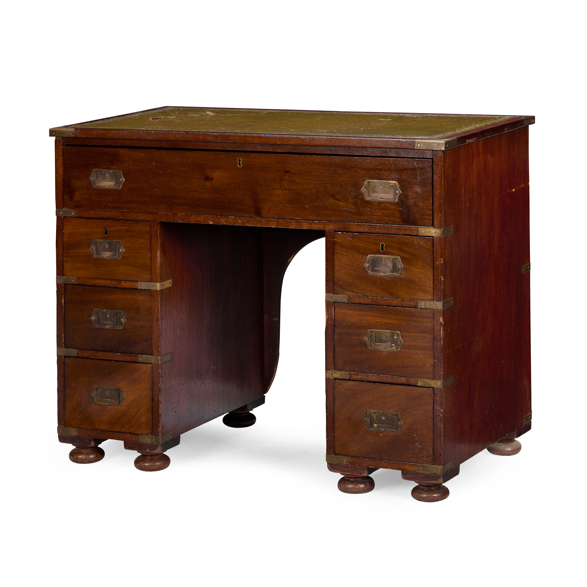 BRASS MOUNTED MAHOGANY CAMPAIGN DESK