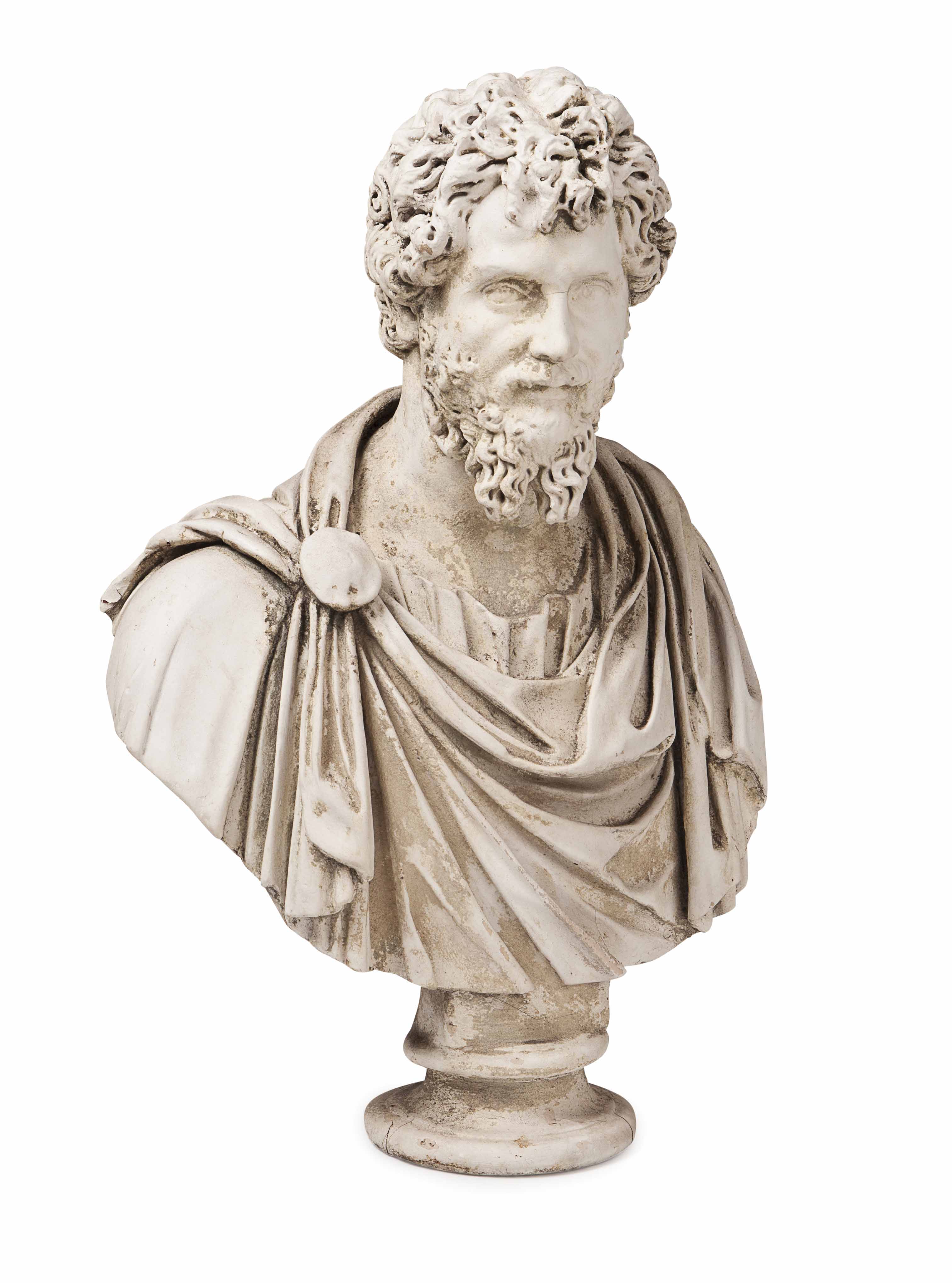 TWO PAINTED FIBREGLASS CLASSICAL BUSTS