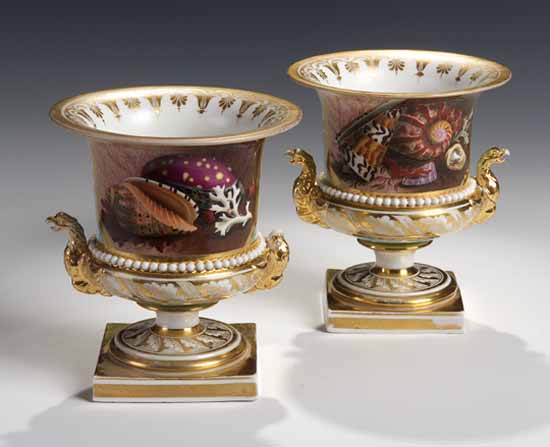 A pair of Barr Flight and Barr twin handled campana shaped vases