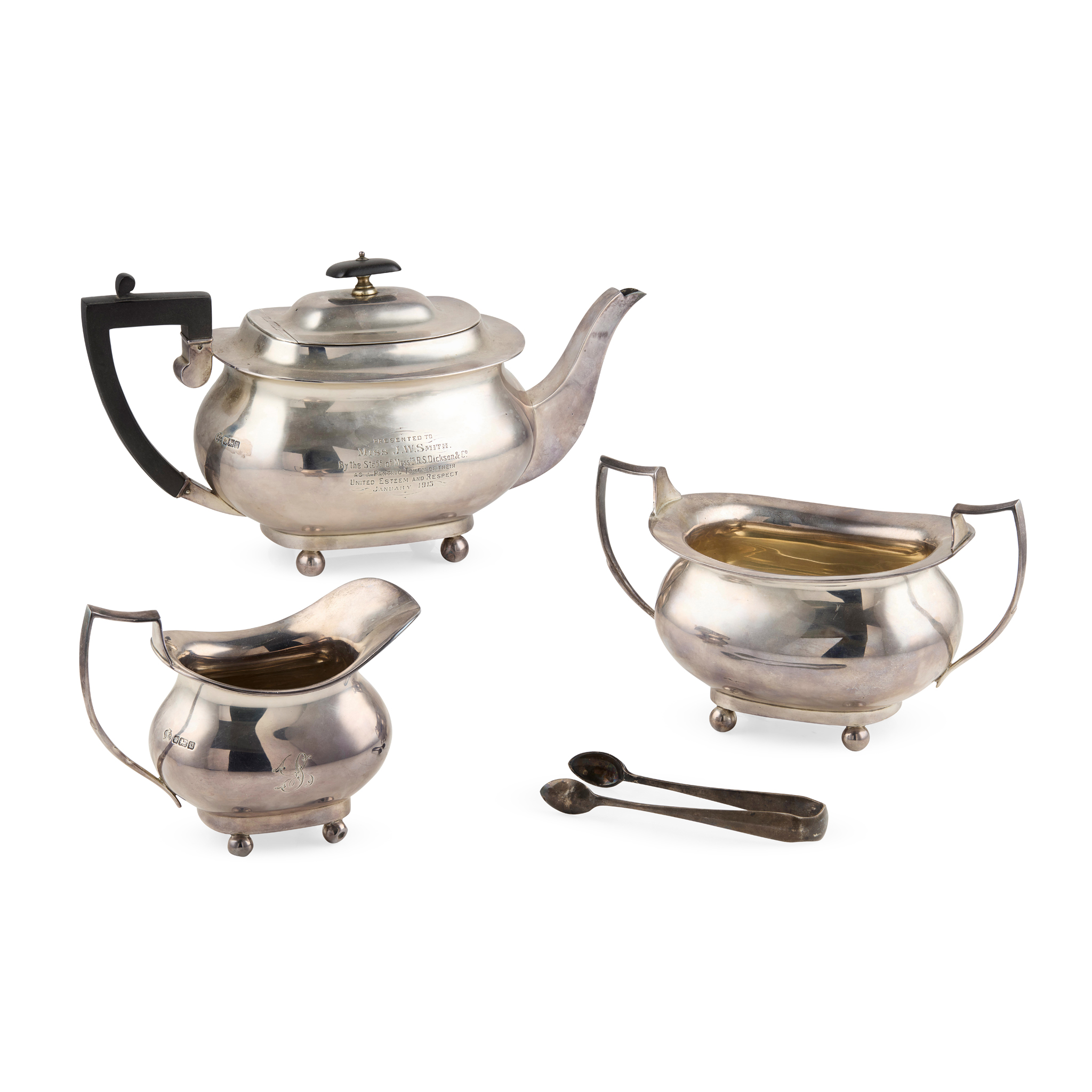 A GEORGE V THREE PIECE TEA SERVICE