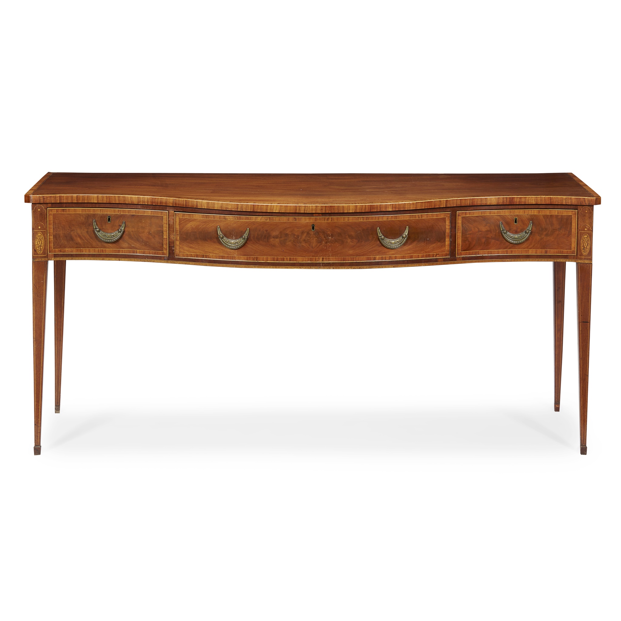 SCOTTISH LATE GEORGE III MAHOGANY AND INLAY SERVING TABLE