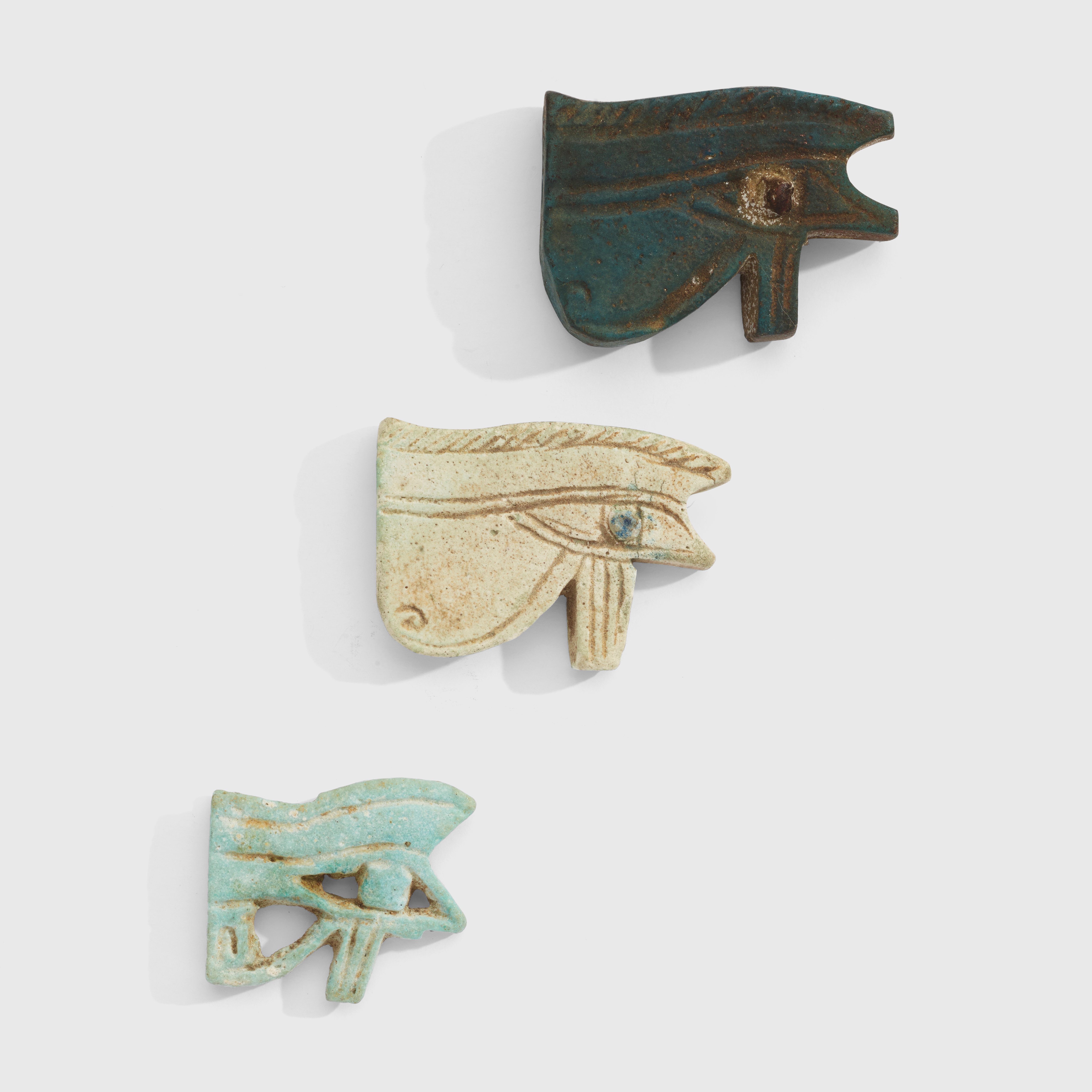 TRIO OF ANCIENT EGYPTIAN "EYE OF HORUS" AMULETS