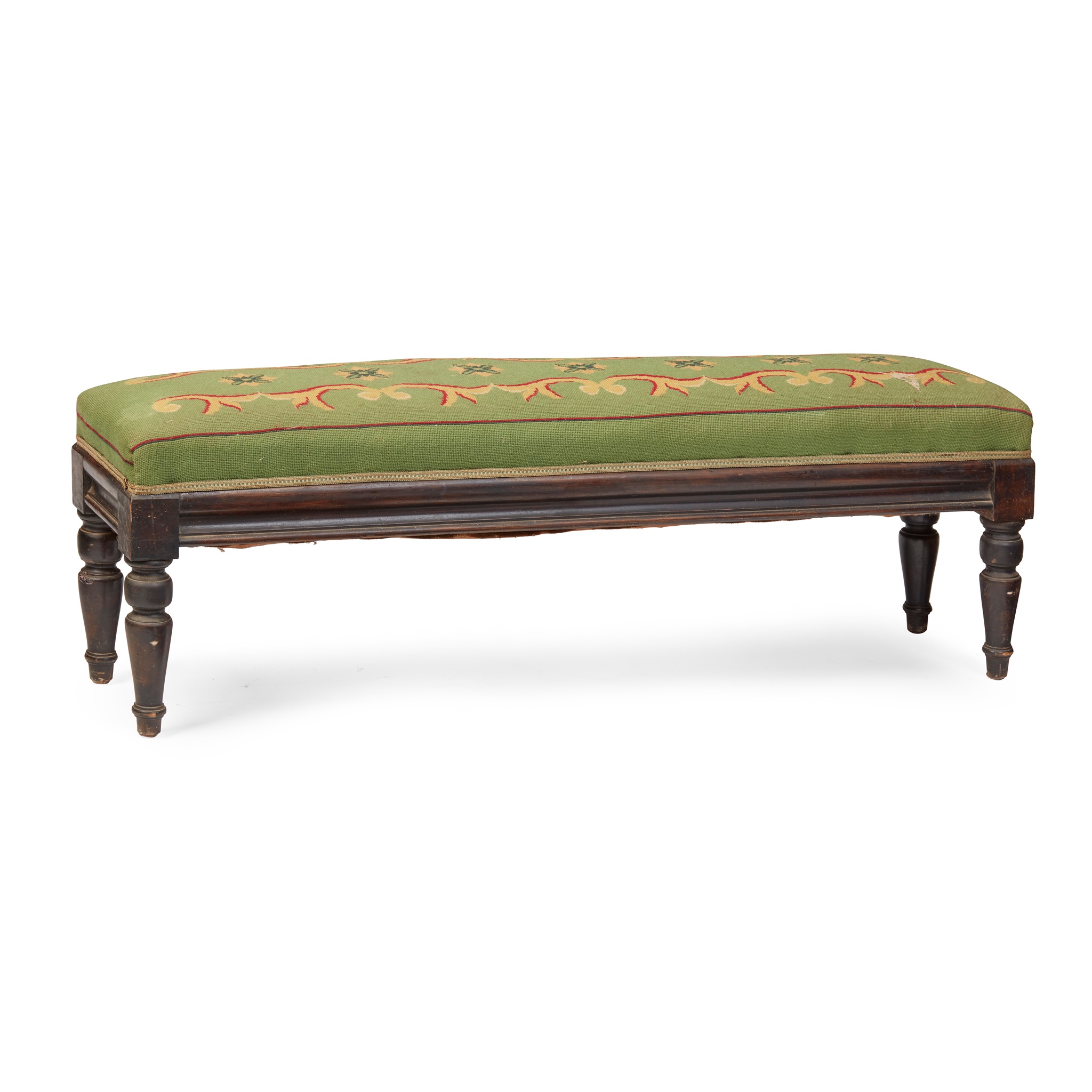 WILLIAM IV NEEDLEWORK FIRESIDE BENCH
