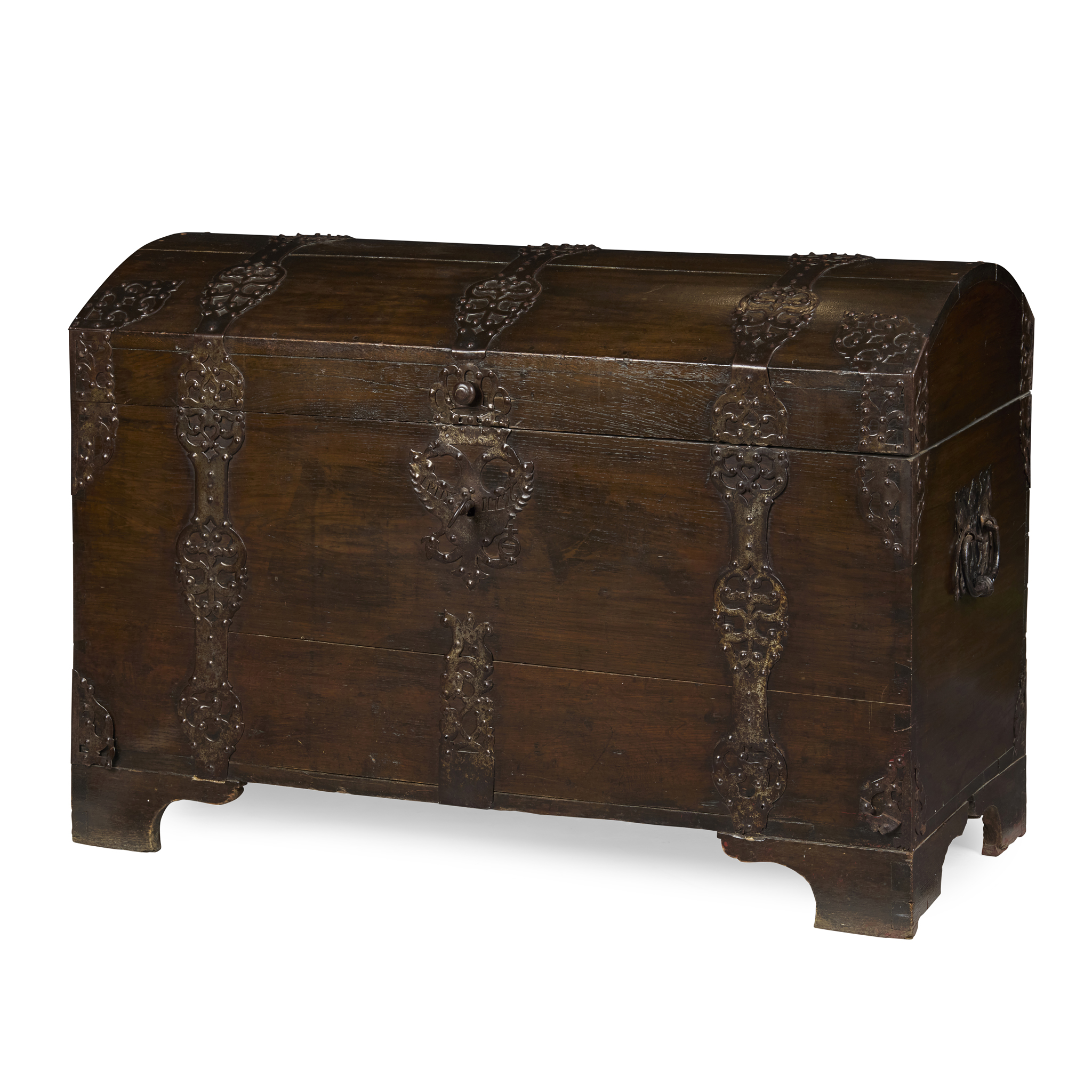 GERMAN IRON AND METAL MOUNTED DOME-TOP CHEST