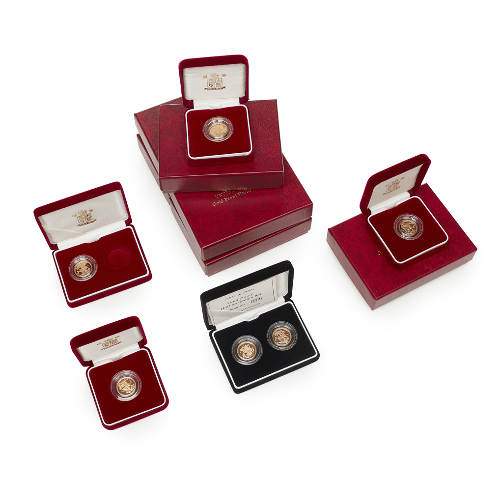 U.K. - A group of ten cased proof half sovereigns