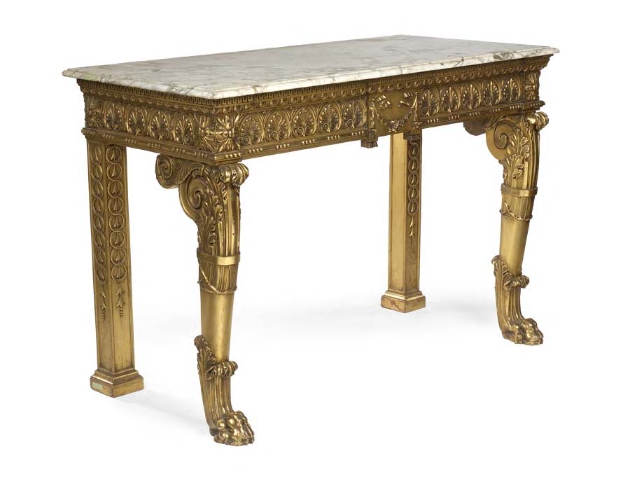 A 19th century giltwood and marble-topped side table