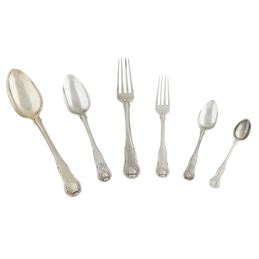 A matched canteen of King's pattern flatware