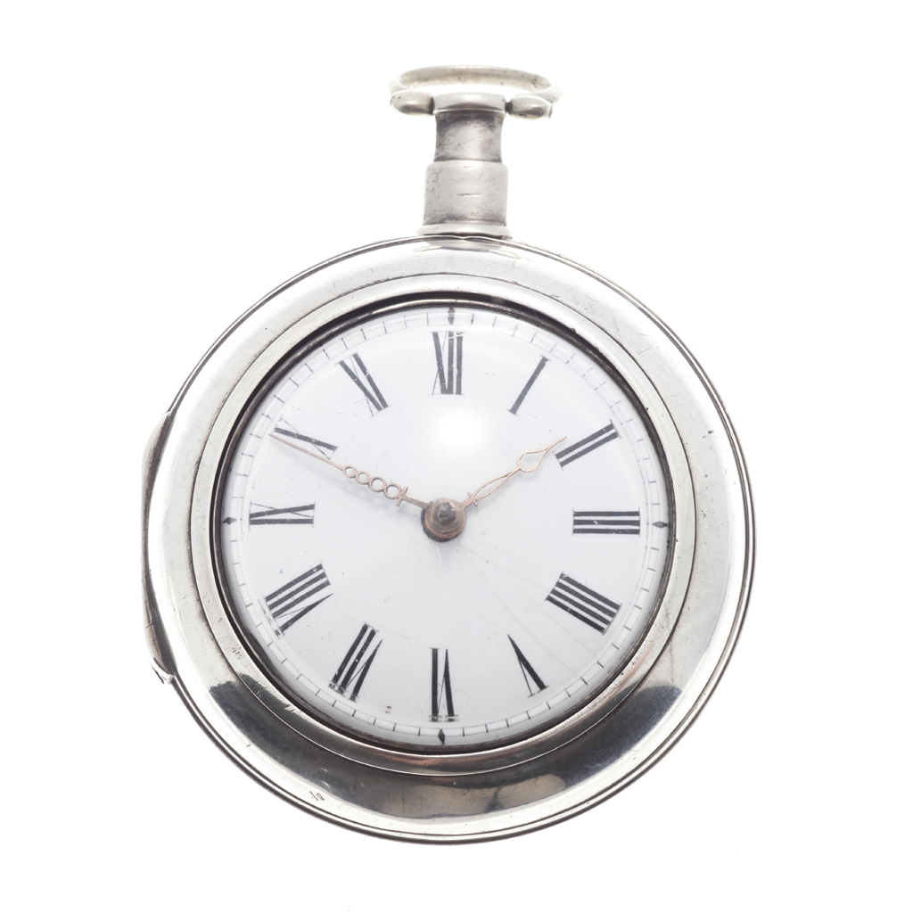 HOOD LONDON - An 18th century silver pair cased pocket watch