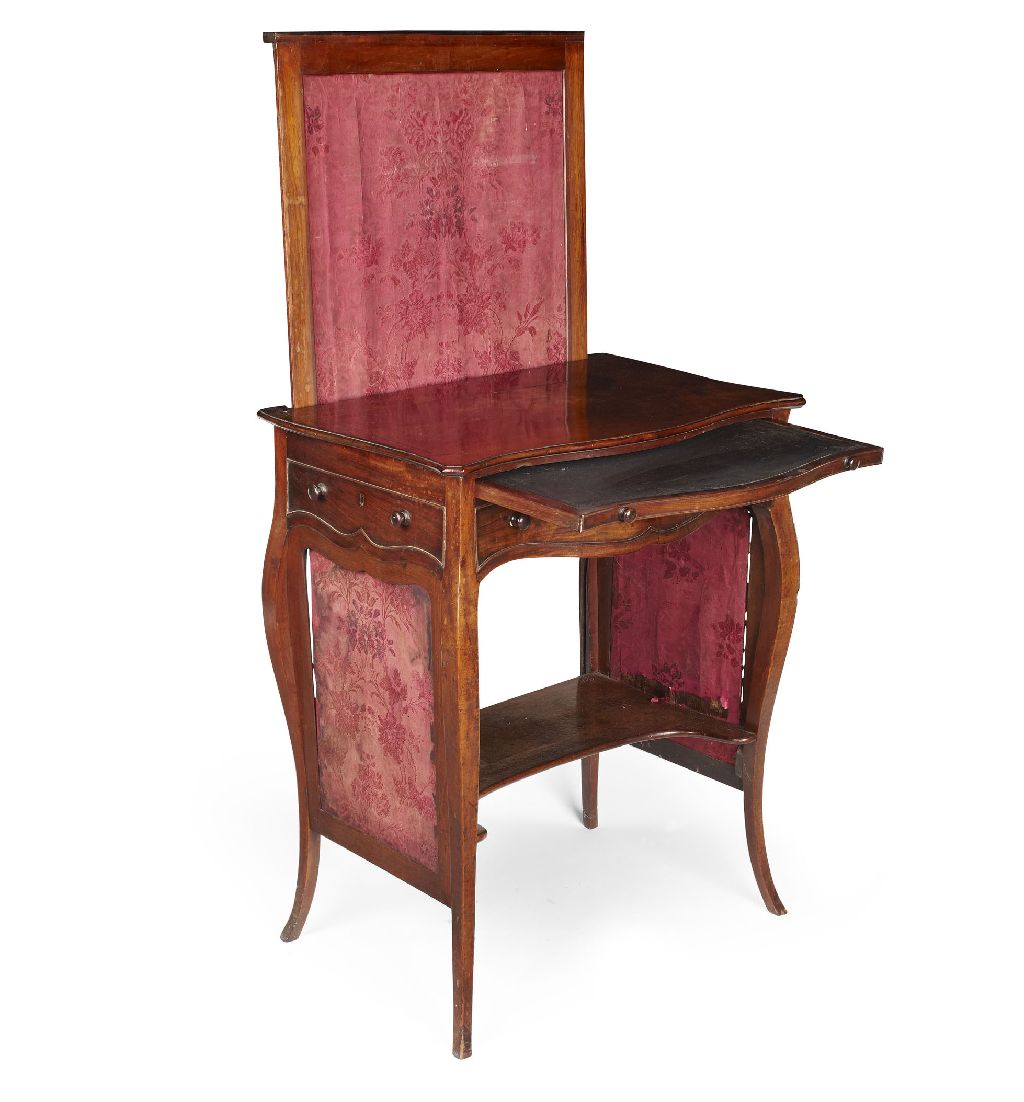 GEORGE III MAHOGANY SERPENTINE WORK TABLE / SCREEN