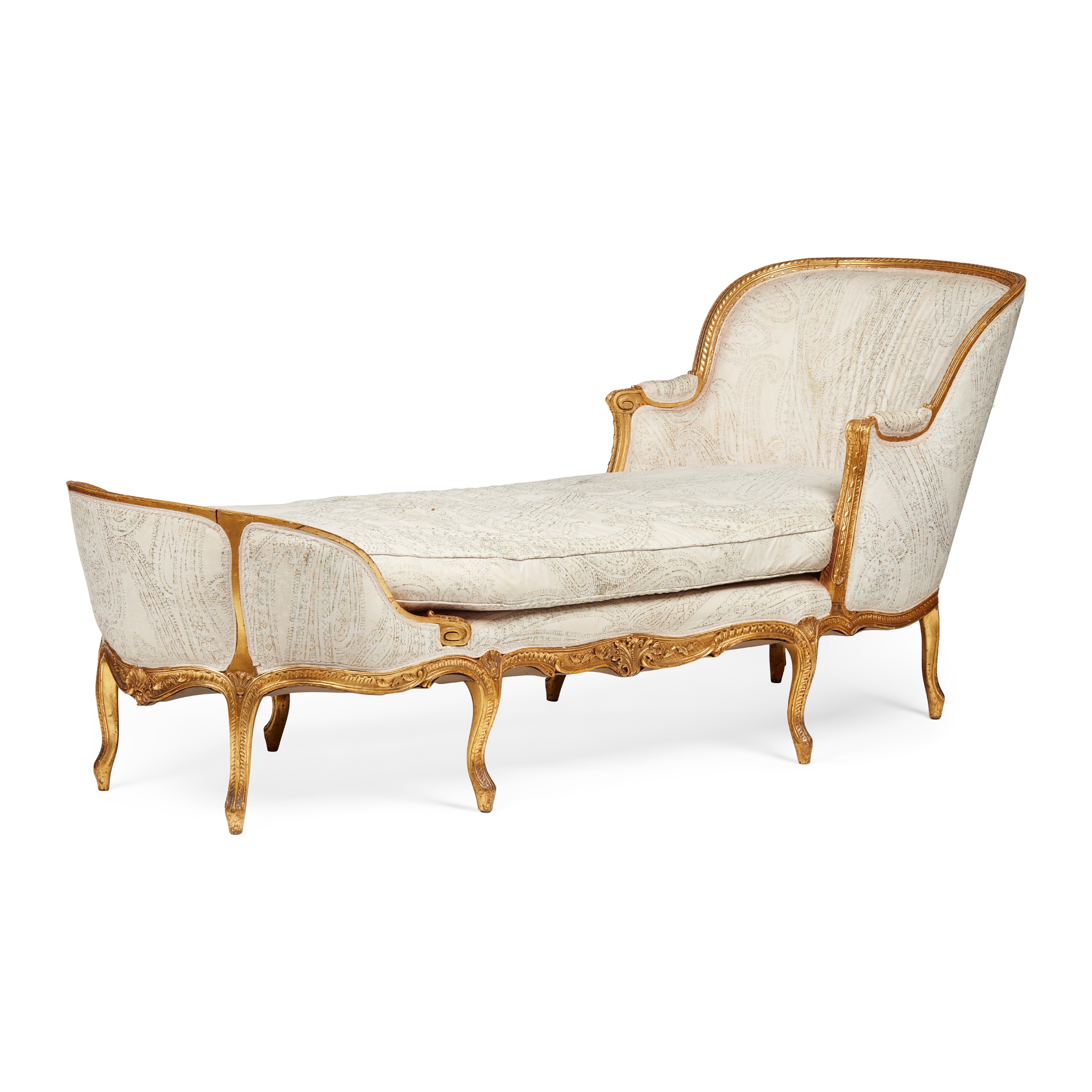 FRENCH LOUIS XVI STYLE GILTWOOD CHAISE LONGUE