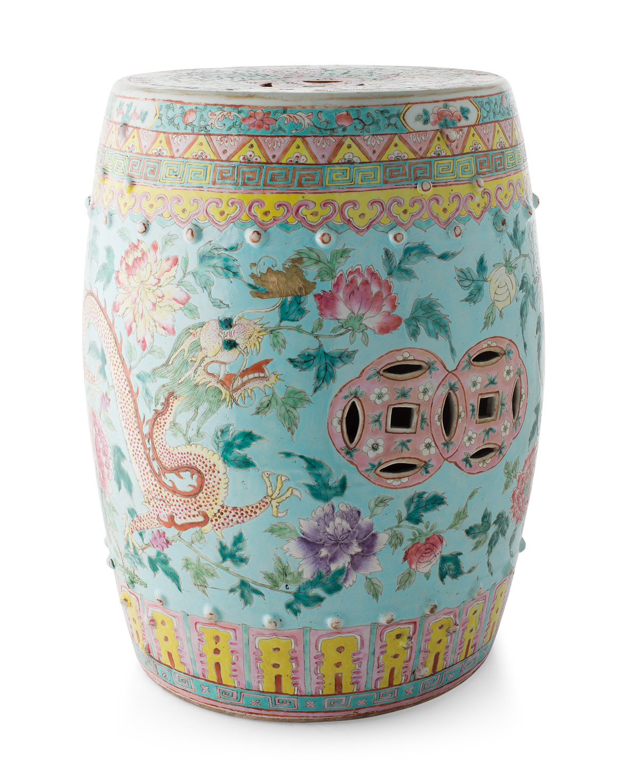 PAIR OF FAMILLE ROSE GARDEN SEATS