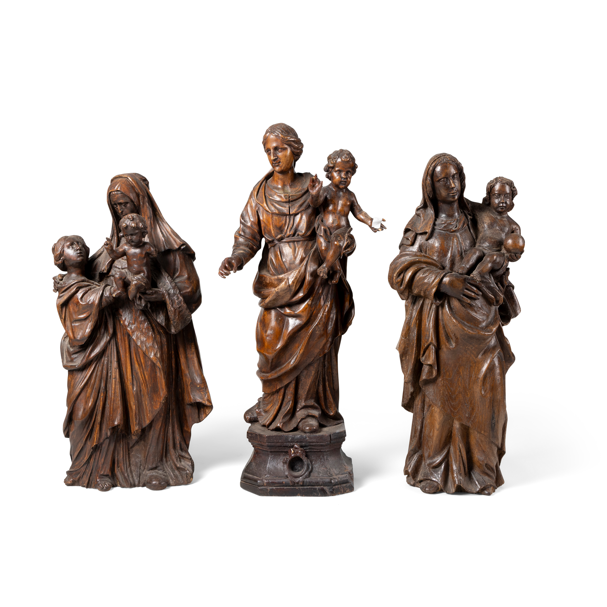 A GROUP OF THREE MADONNA AND CHILD FIGURE GROUPS