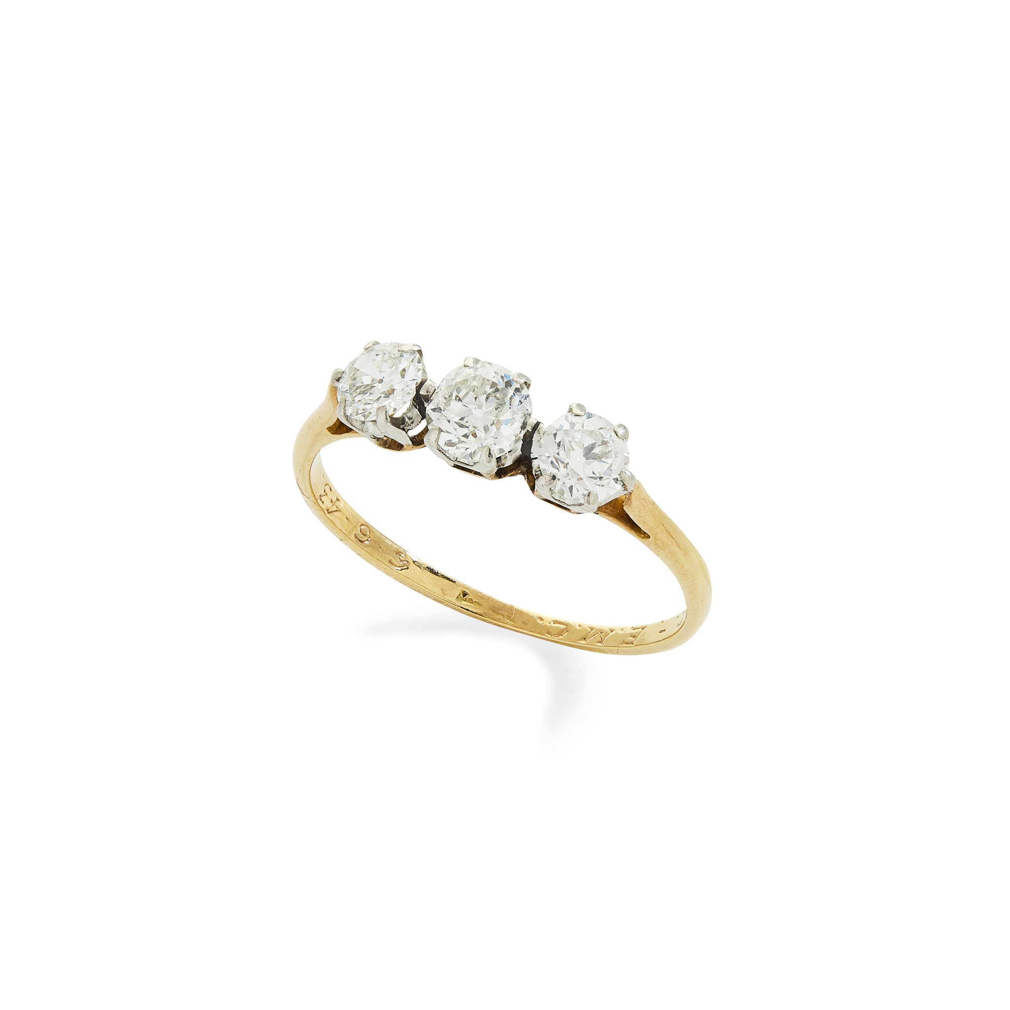 A diamond three-stone ring