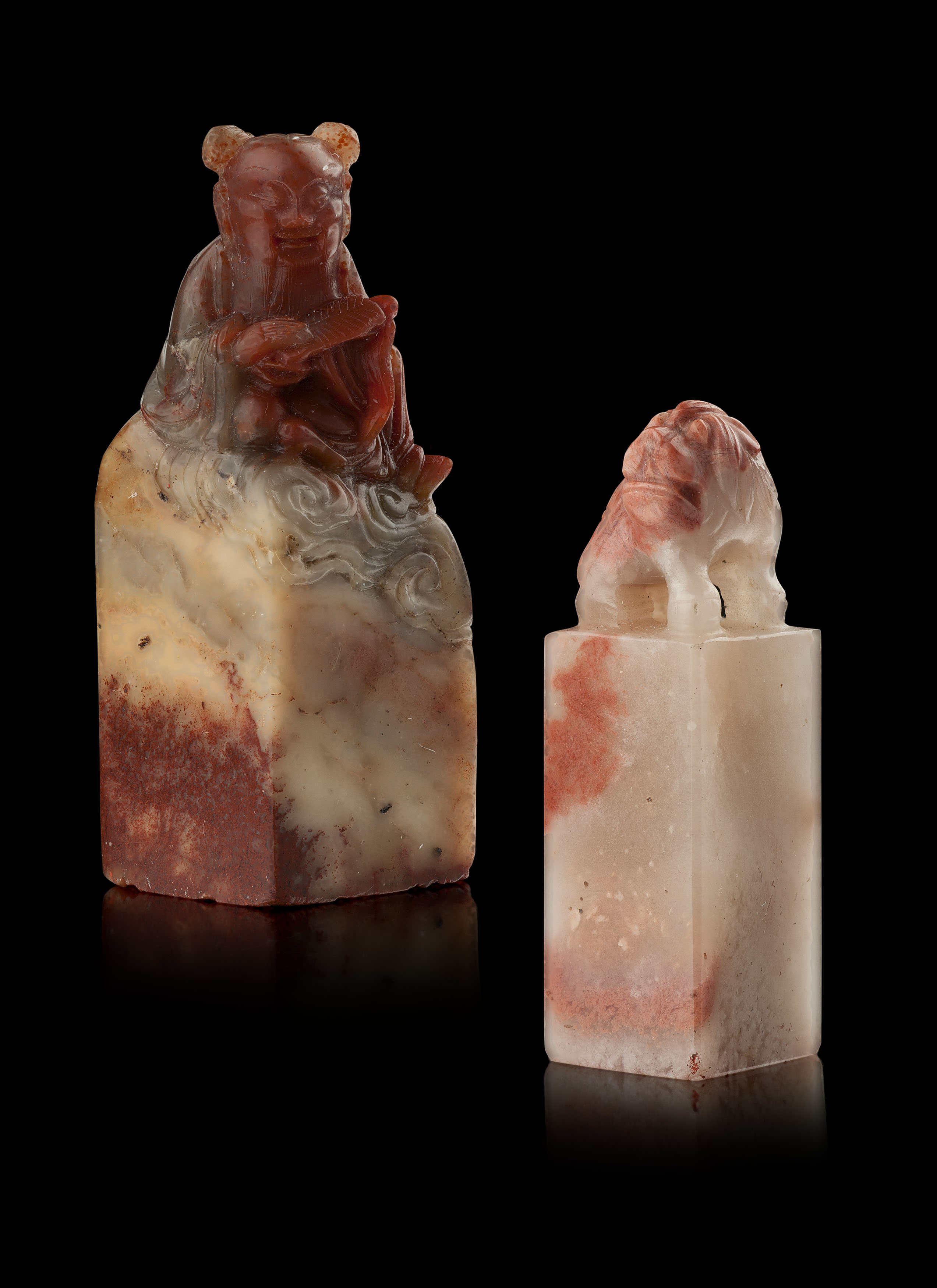 CHINESE SHOUSHAN RED LOTUS STONE SOAPSTONE SEAL