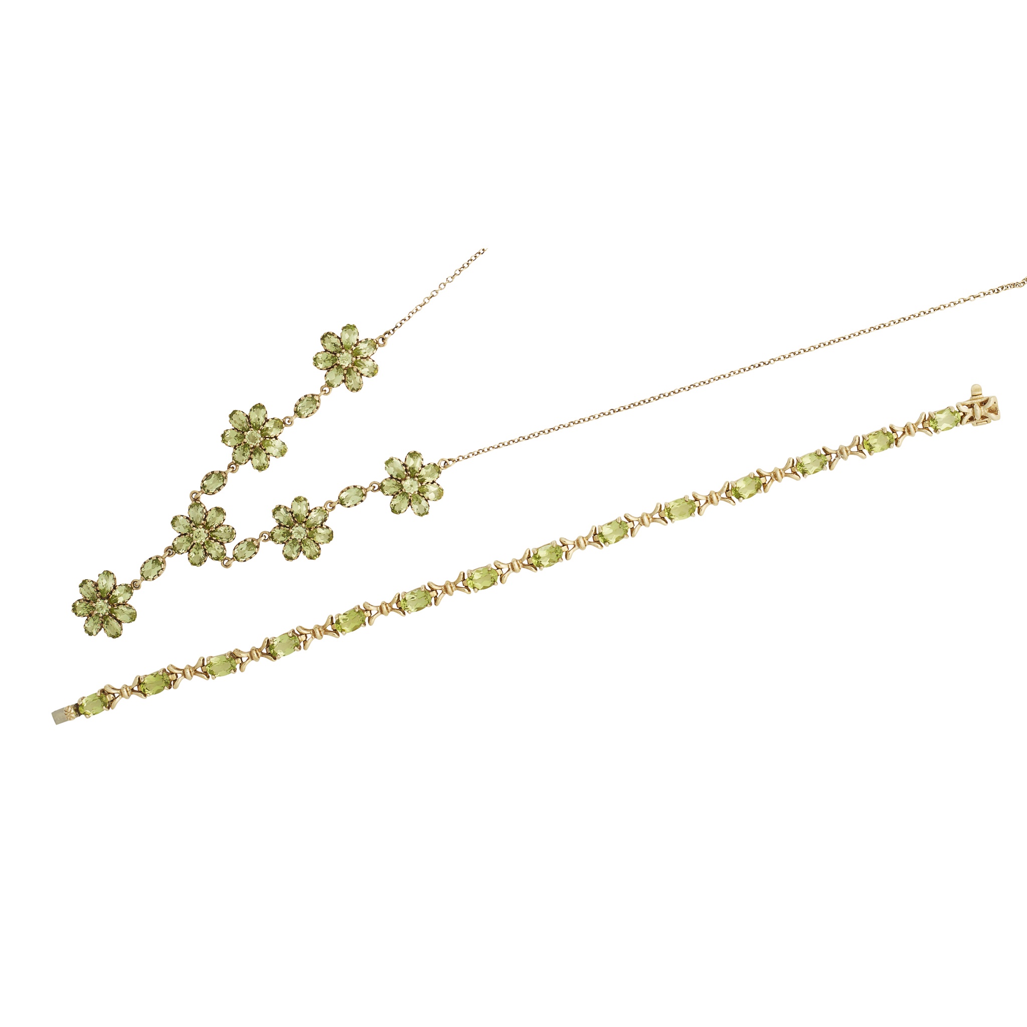 A modern peridot set necklace