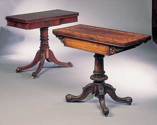 A Regency mahogany fold over tea table