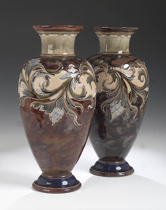 A pair of Doulton Lambeth stoneware vases