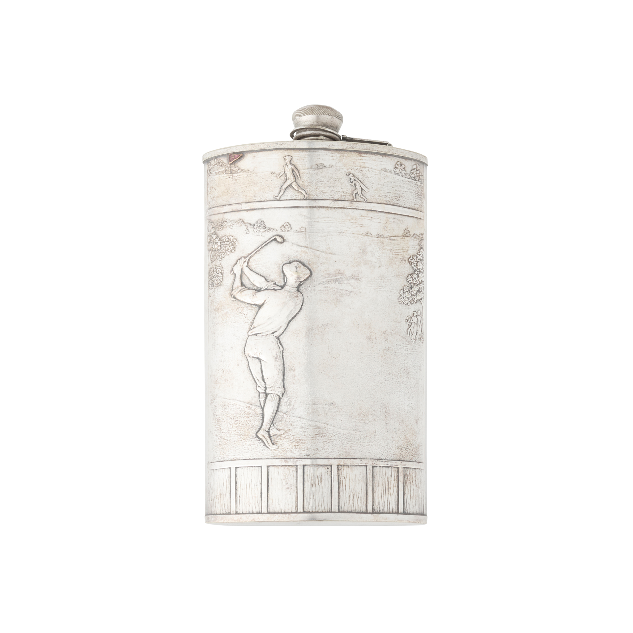 GOLFING INTEREST - A LARGE HIP FLASK
