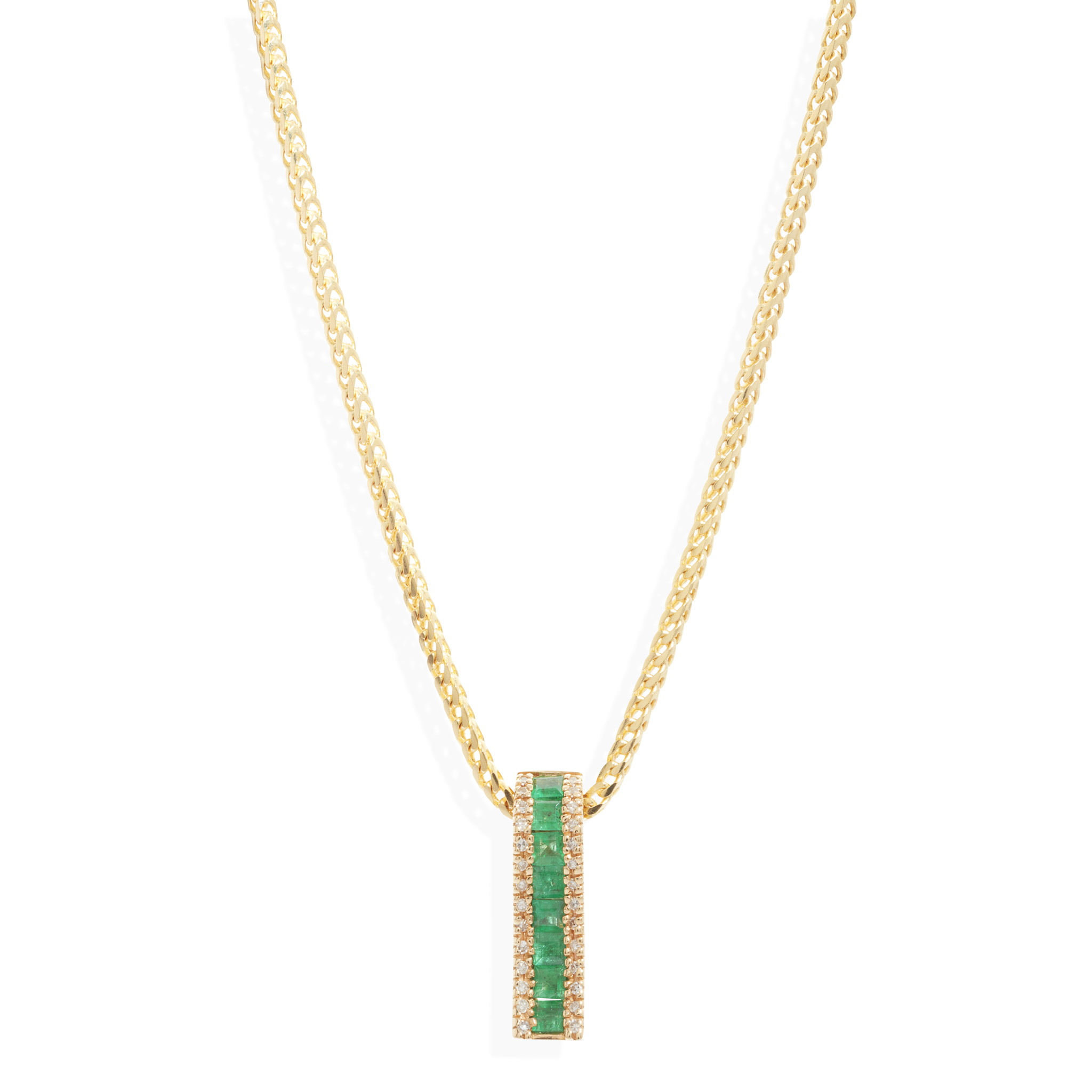 An emerald and diamond pendant necklace
