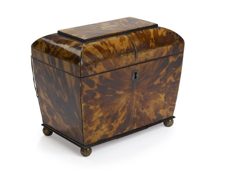 A George III period tortoiseshell tea caddy