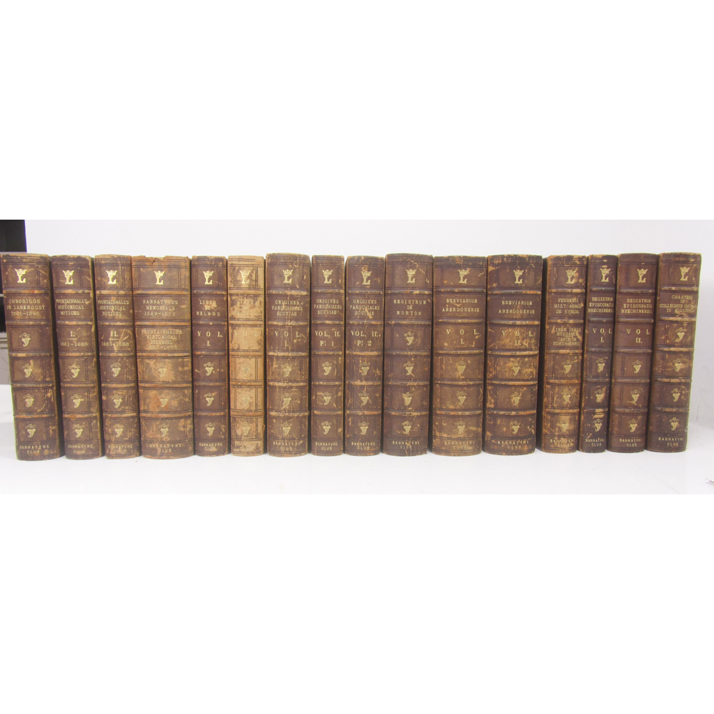 Bannatyne Club Publications, 16 volumes in brown half morocco gilt, comprising
