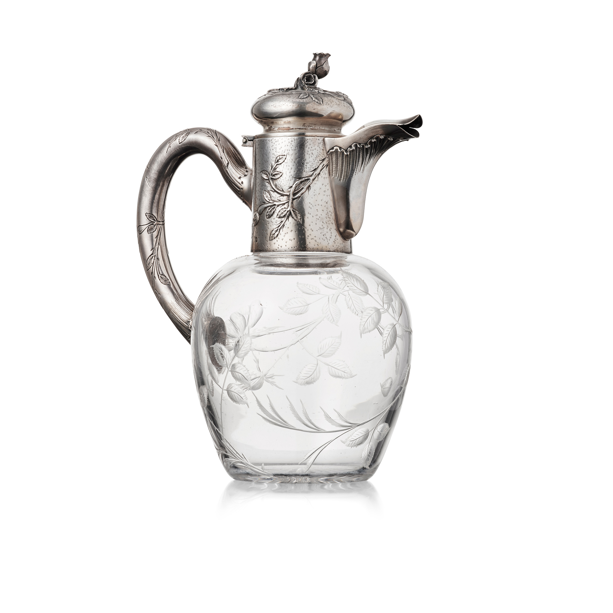A FRENCH EARLY 20TH CENTURY SILVER-MOUNTED CLARET JUG