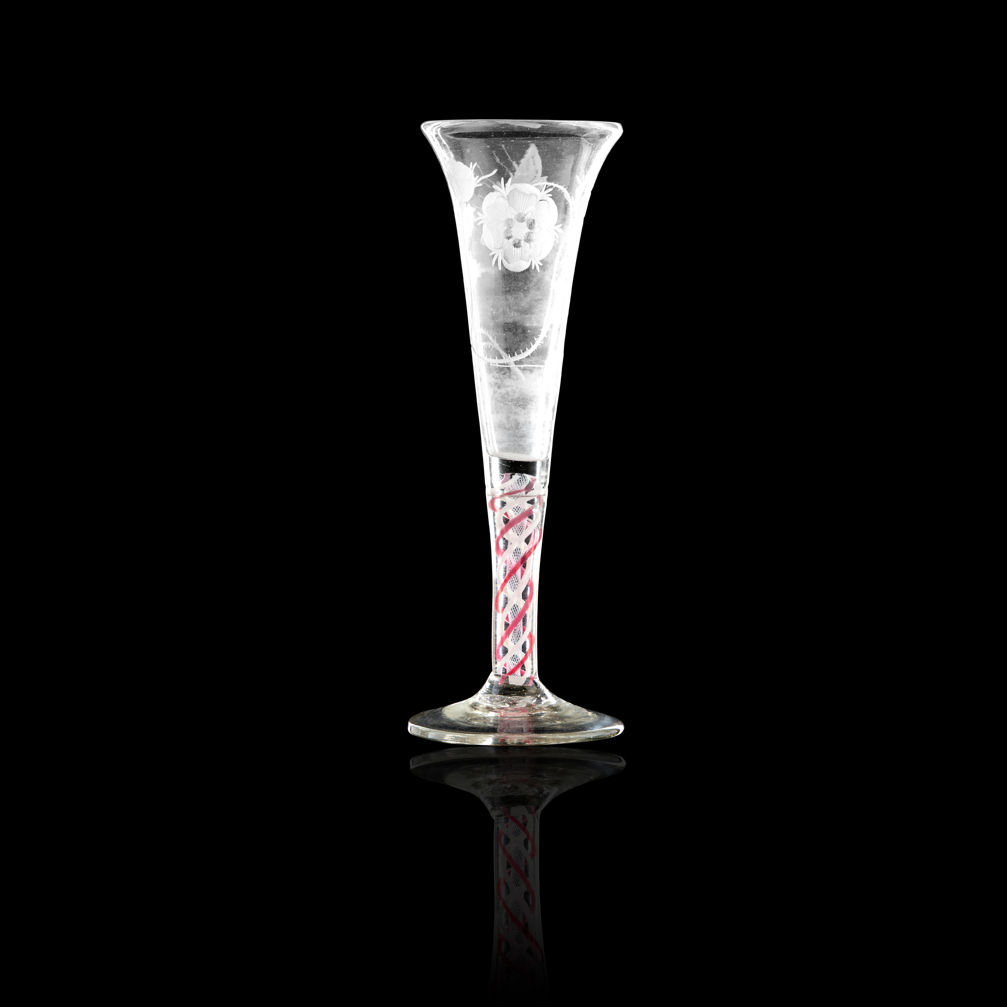 A CONTINENTAL JACOBITE COLOUR TWIST SODA GLASS