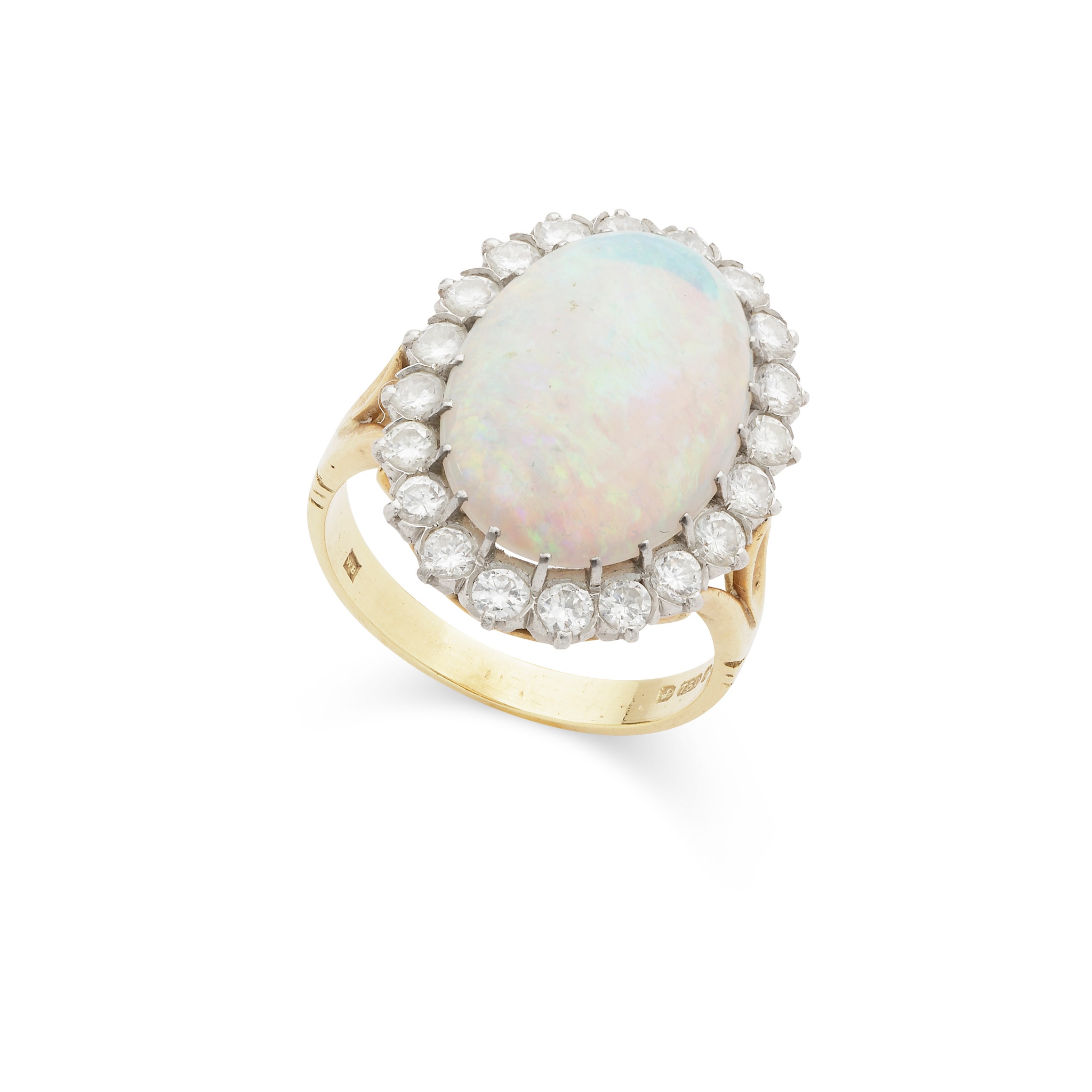 An opal and diamond cluster ring