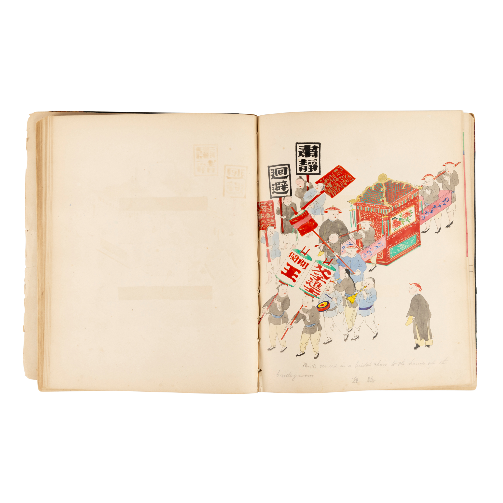 ALBUM OF CHINESE EXPORT WATERCOLOUR 'CHINESE LIFE' PAINTINGS