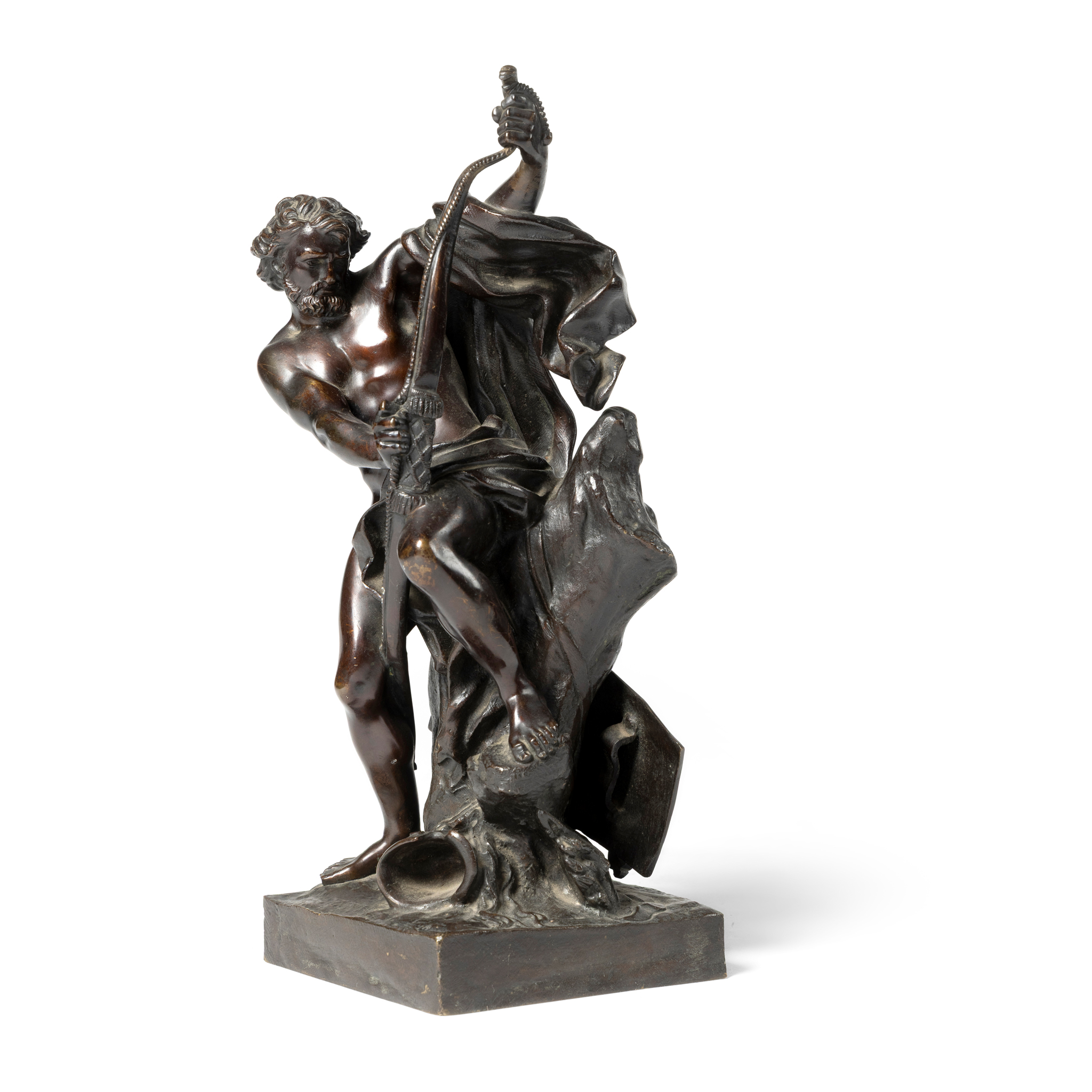 A BRONZE FIGURE GROUP OF ULYSSES BENDING HIS BOW, AFTER JACQUES BOUSSEAU (FRENCH 1681-1740)
