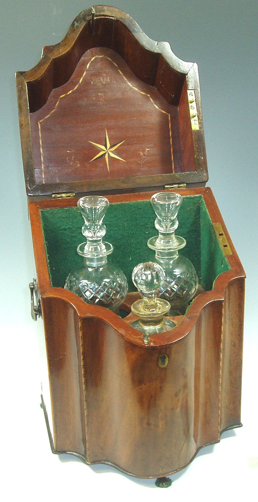 A George III mahogany and inlaid knife box,