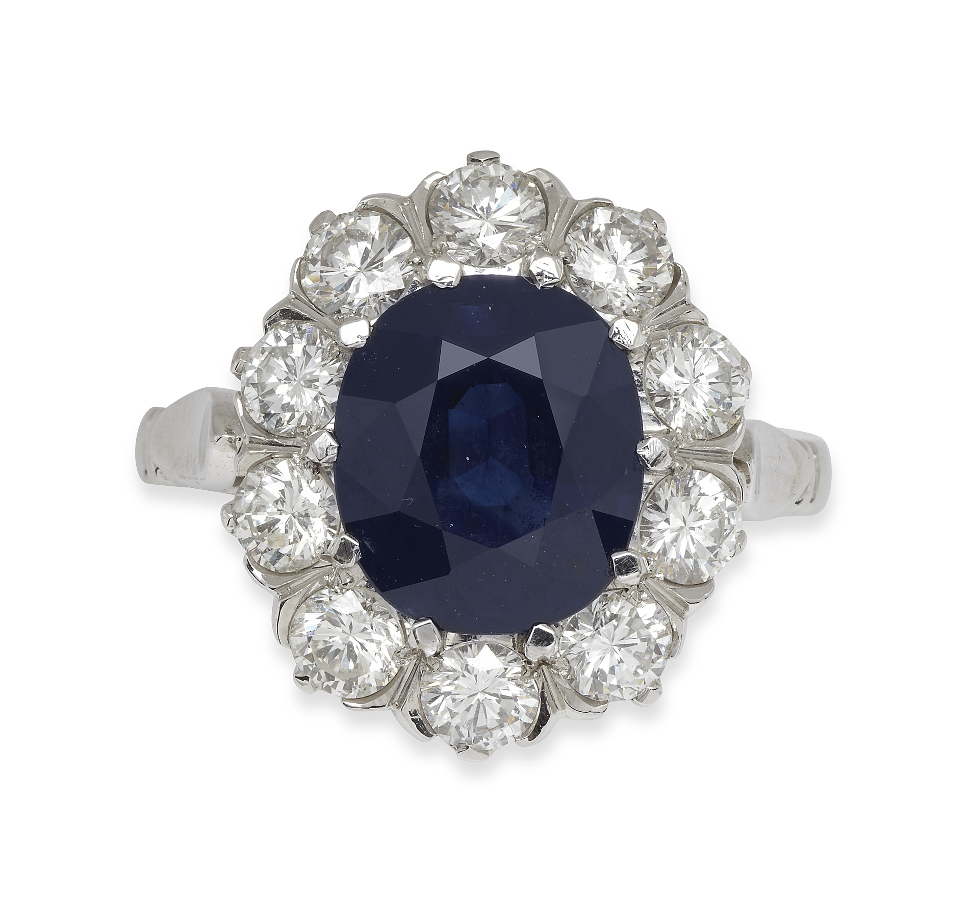 A sapphire and diamond set cluster ring