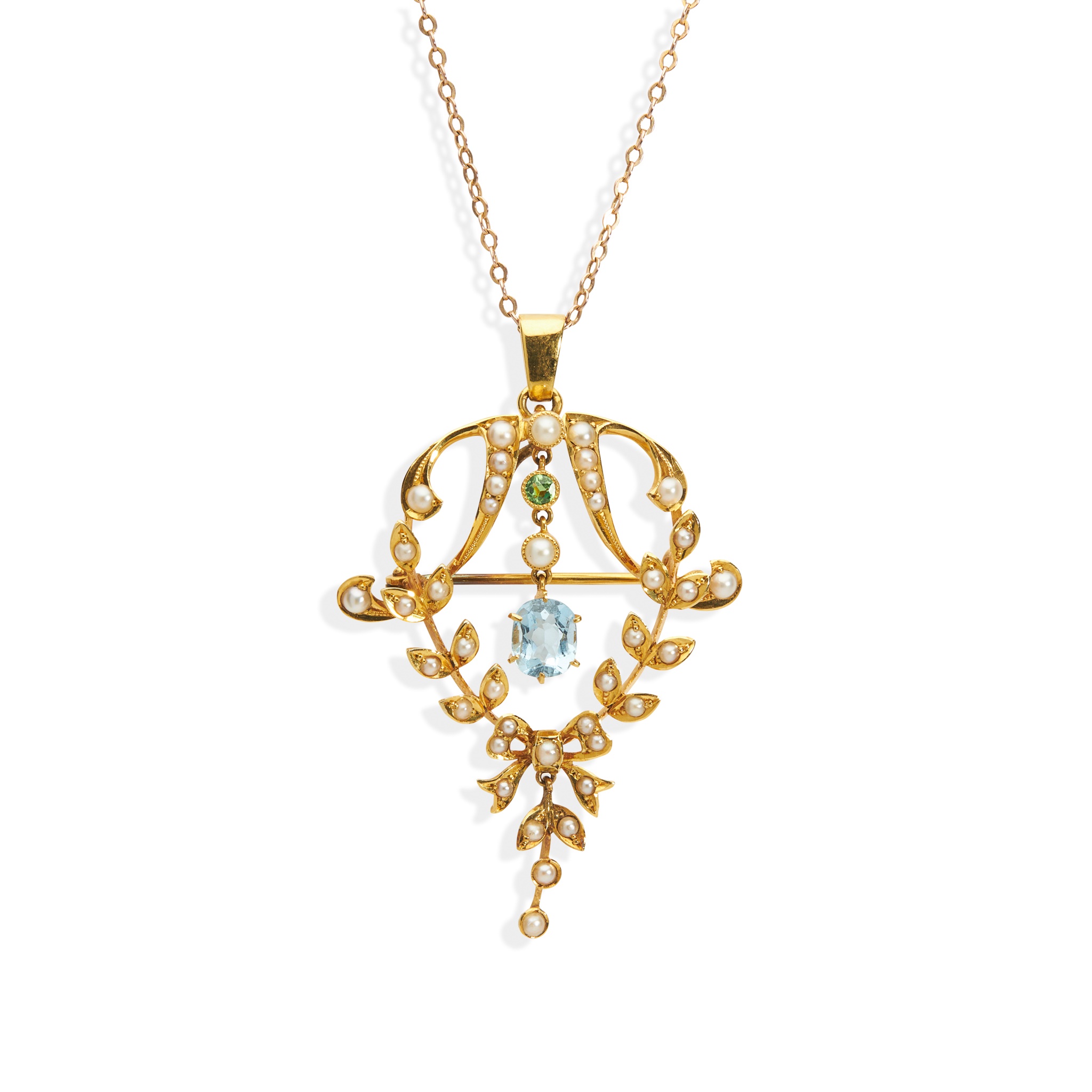 An Edwardian multi-gem pendant