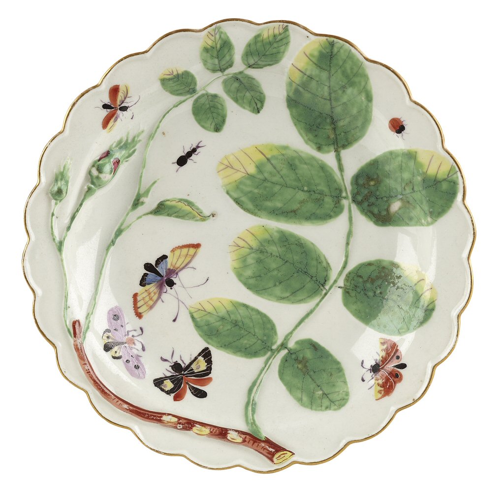 WORCESTER BLIND EARL PATTERN POLYCHROME PAINTED DISH