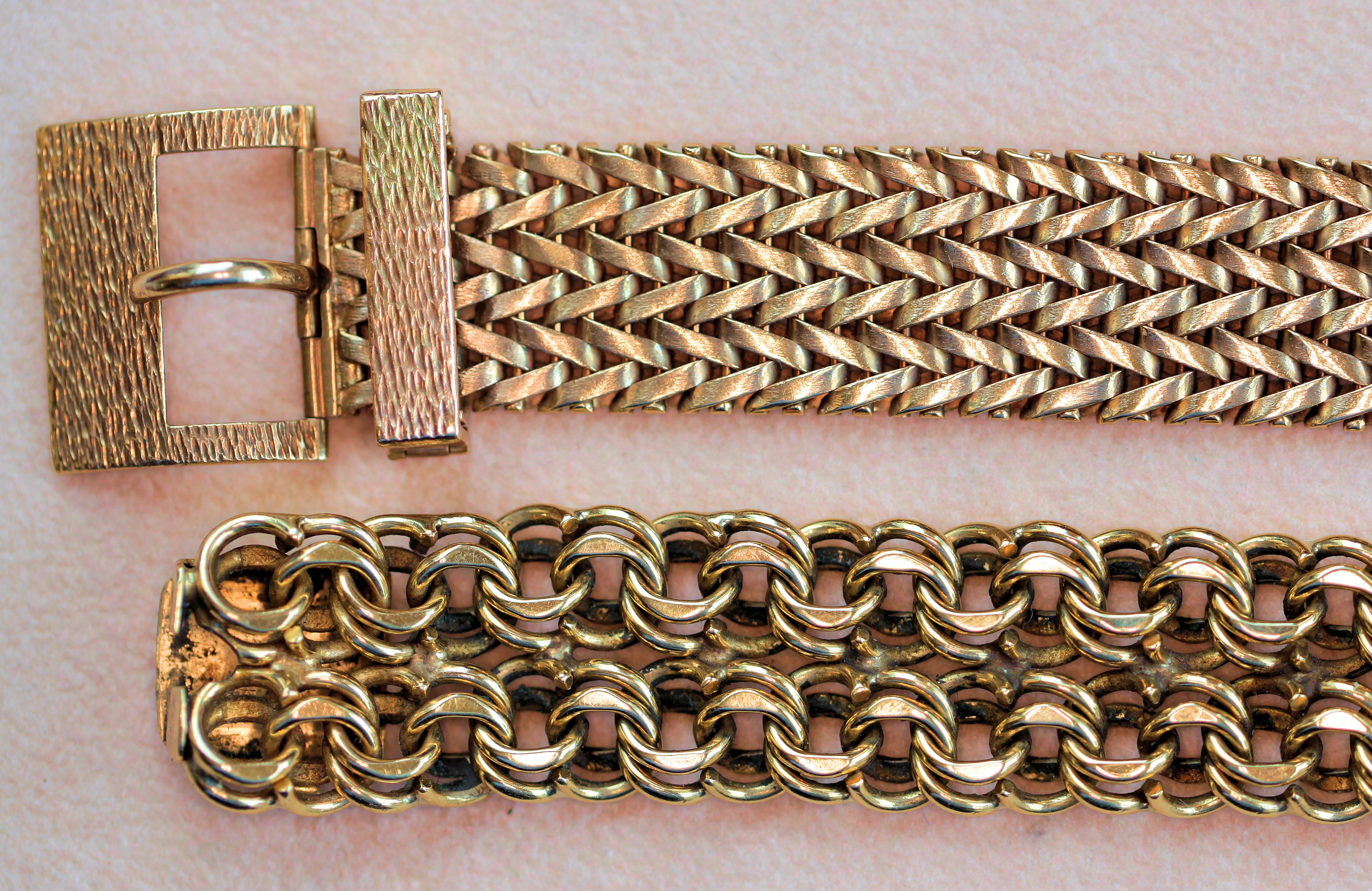 A 9ct gold bracelet and another