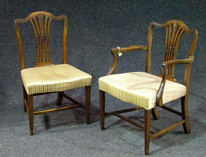 A set of eight mahogany dining chairs,