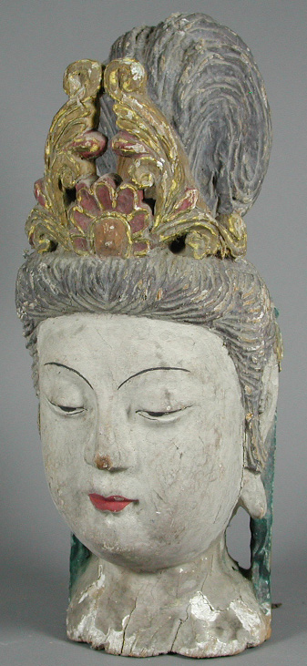 A 19th century polychrome painted head