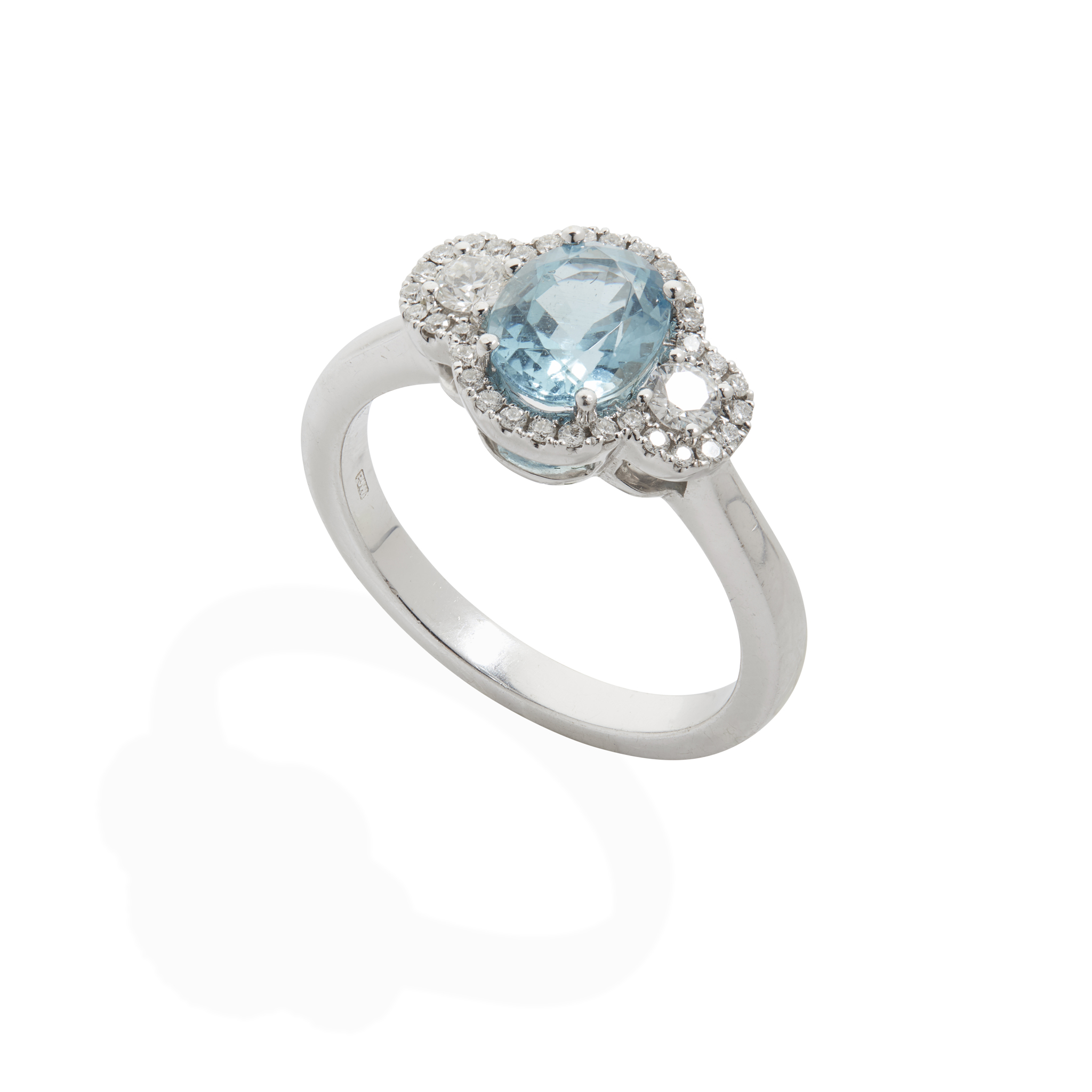 An 18ct gold aquamarine and diamond ring
