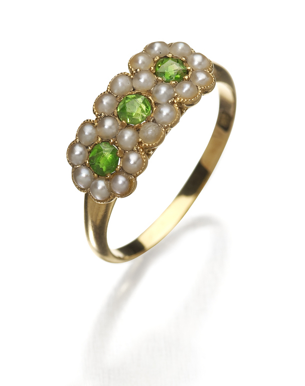An Edwardian 18ct gold mounted gem set ring,