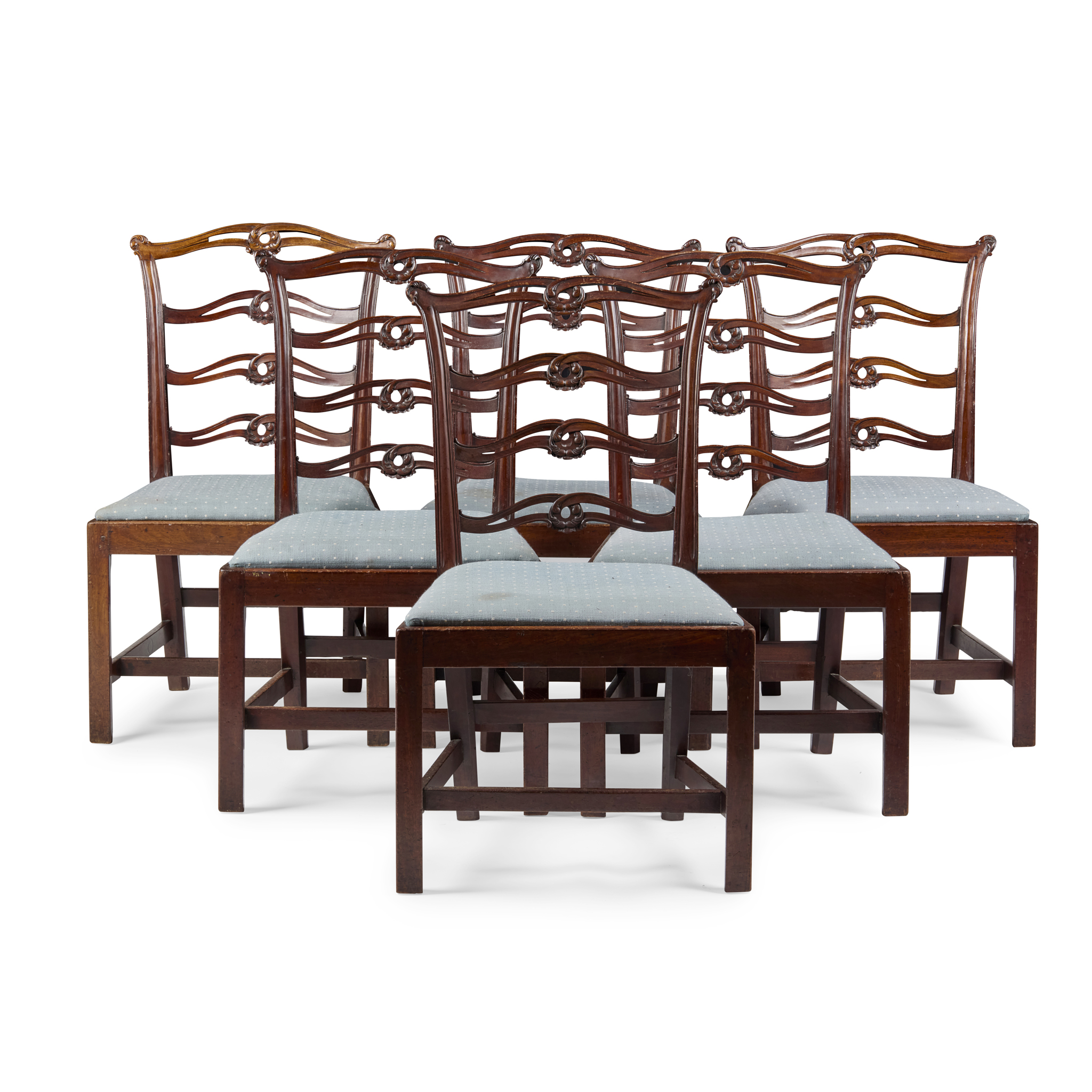 SET OF SIX GEORGE III MAHOGANY LADDERBACK DINING CHAIRS