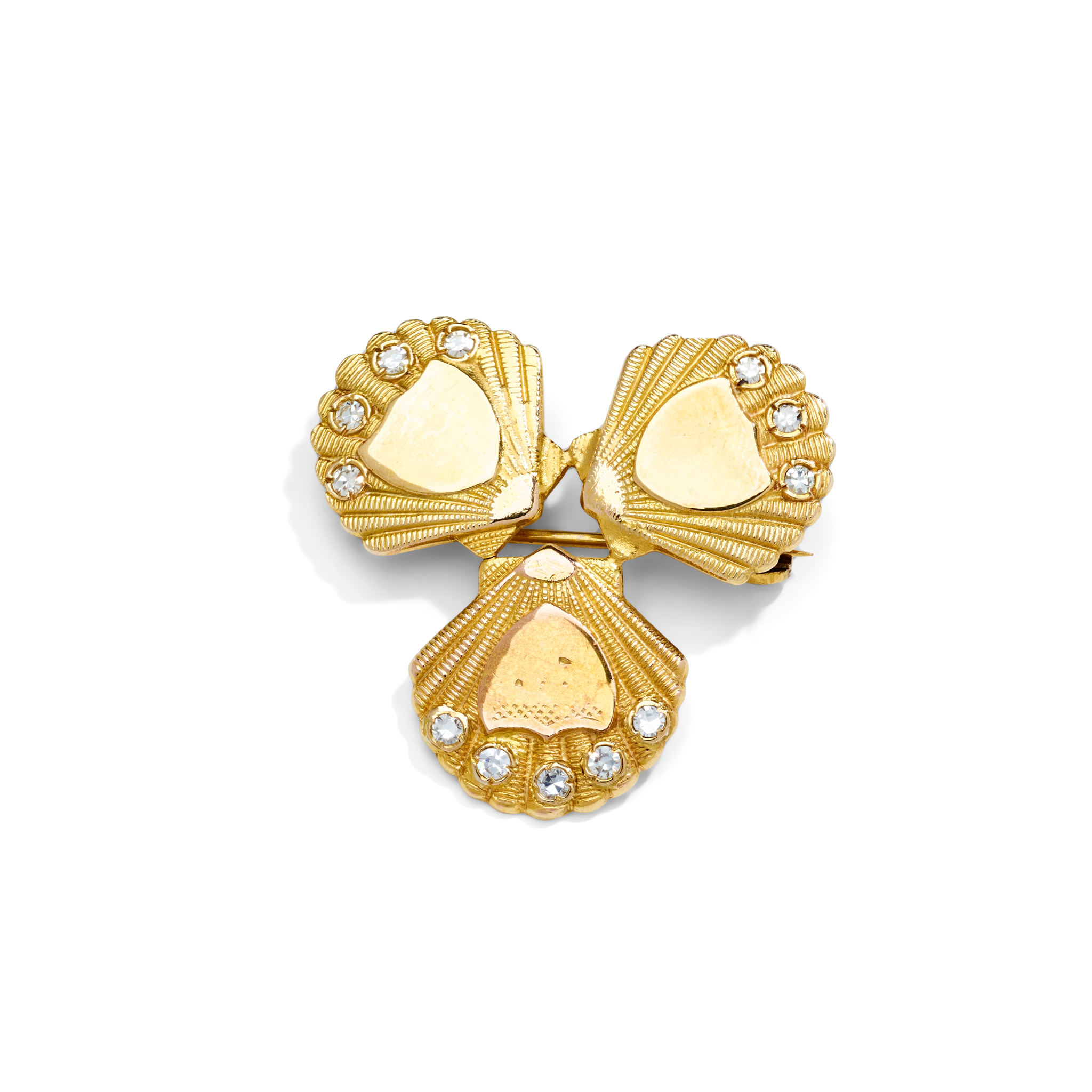 A 9ct gold diamond 'Shell' brooch
