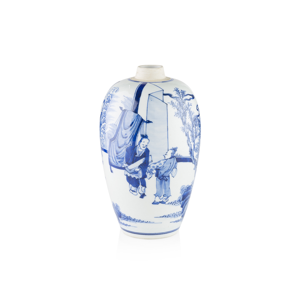 BLUE AND WHITE 'BIRTHDAY CELEBRATION' OVOID JAR