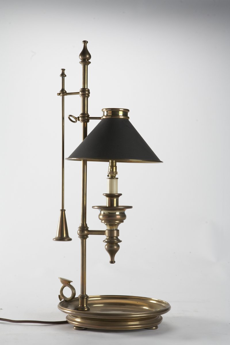 A French bouilotte style brass table lamp